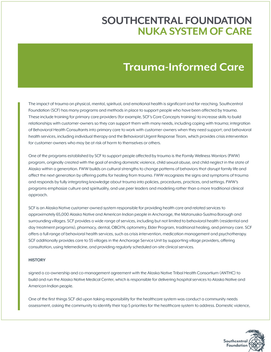 Trauma Informed Care White Paper